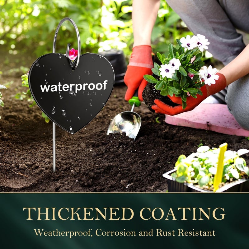 cureder 30-Pack Iron Metal Heart Shaped Garden Markers Weatherproof Metal Plant Labels Large Planting Seedling Stake Signs, for Seedlings Herbs Vegetable Greenhouse Gifts with White Marker Pen Labels - Image 3